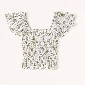 Abercrombie Flutter Sleeve Smocked Top